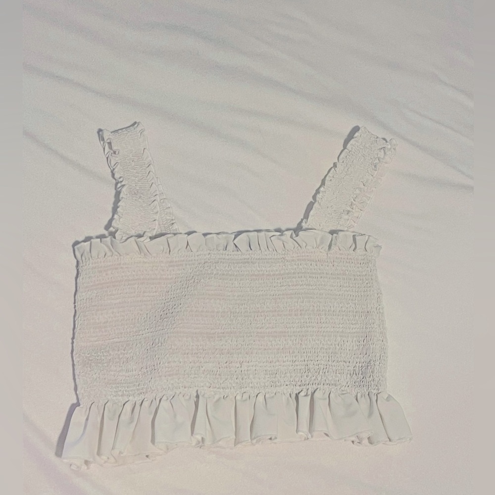 Forever 21 white ruffle crop